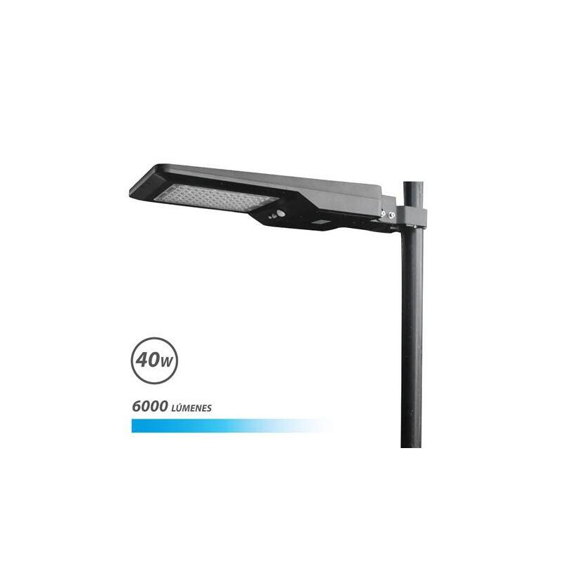 Elbat farola led solar 40w pro 6000lm 6000k – negro