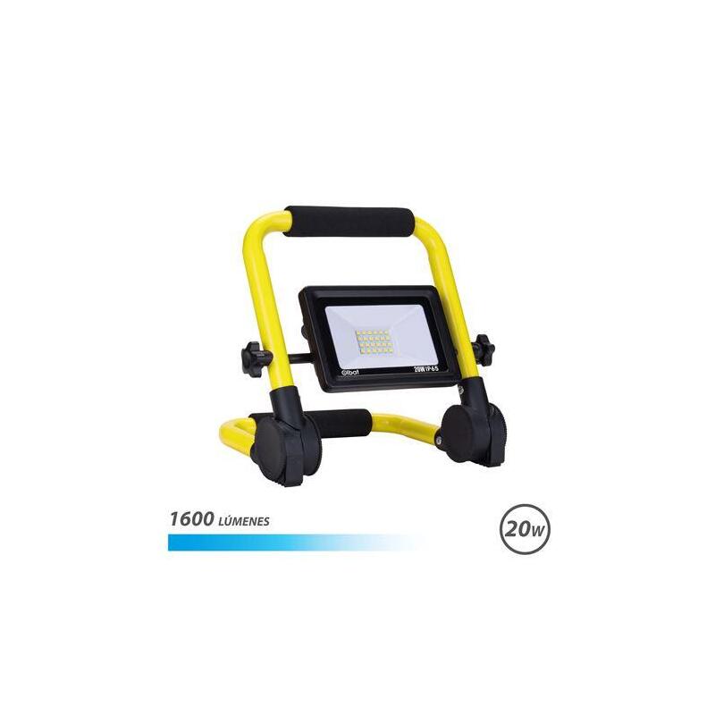 Elbat foco led con soporte plegable 20w – 1600lm – luz fria 6500k – cable de 1.50m