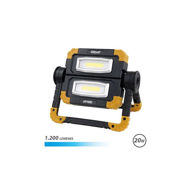 Elbat foco led recargable 20w – 1200 lumenes – luz fria 6500k – bateria 5000mah  – autonomia de 5 a 9 horas