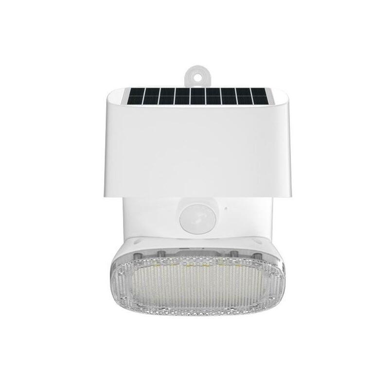 Elbat foco solar 2000lm – luz fria 6000k – regulacion vertical y horizontal – panel solar 1w – ip65 – color blanco