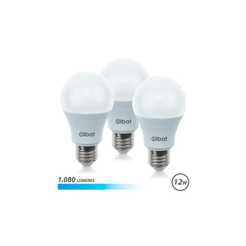 Elbat pack de 3 bombilla led a60 de 12w – 1080lm – base e27 – luz fria