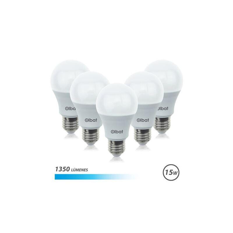 Elbat pack de 5 bombillas led a60 15w e27 1350lm – 6500k luz fria