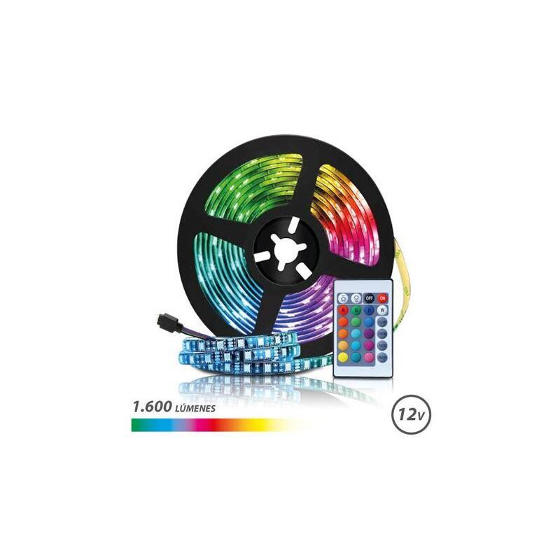 Elbat tira led rgb 12v 1600lm – 30 led por metro – control remoto – longitud 3m