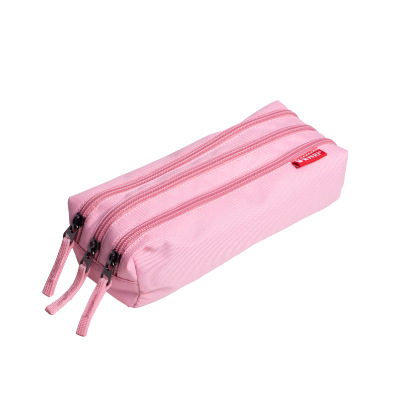 Enri estuche con 3 cremalleras  – color rosa