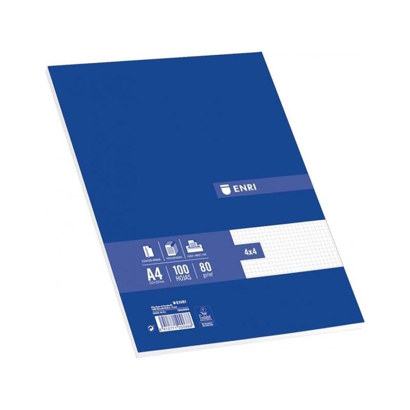 Enri paquete de 100 hojas a4 cuadricula 4×4 – papel de alta calidad