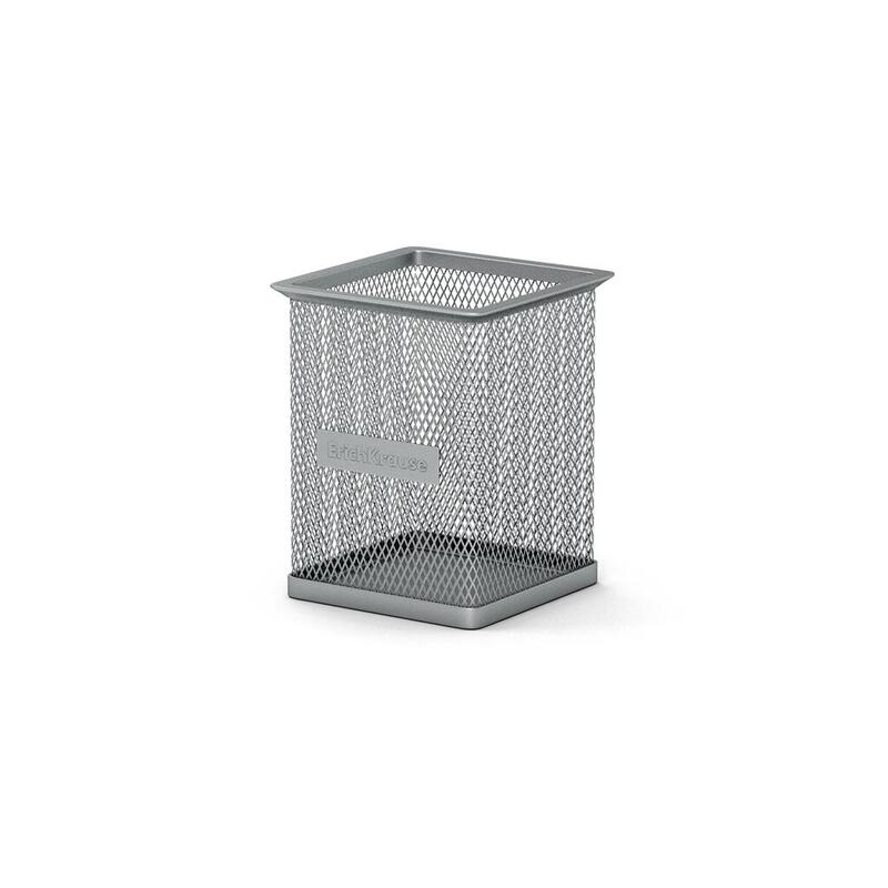 Erichkrause portalapices cuadrado compass classic – organizacion comoda en el escritorio – material calado ligero – color plata