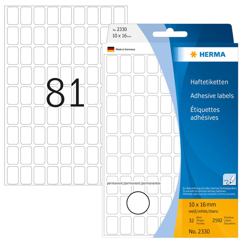 Etiquetas multiusos herma papel blanco 10×16 mm mate 2592 piezas.