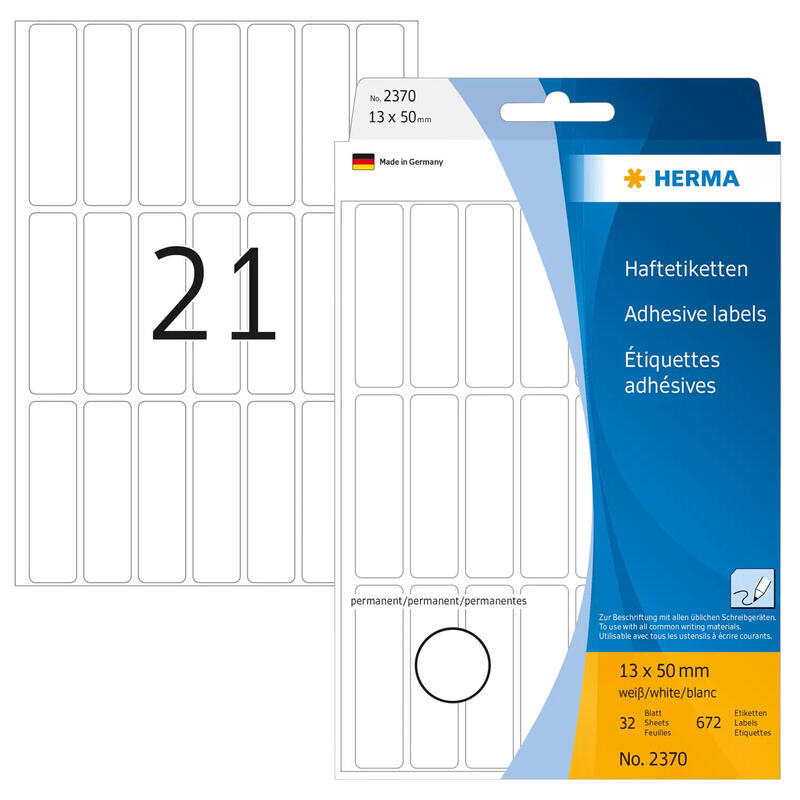 Etiquetas multiusos herma papel blanco 13×50 mm mate 672 piezas.