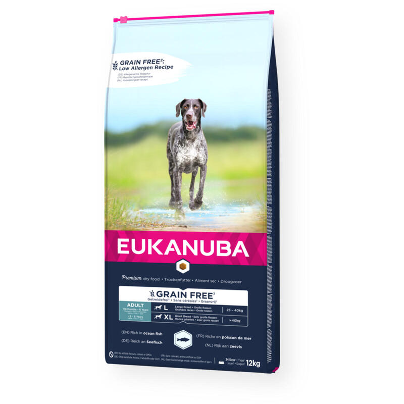 Eukanuba grain free large breed – alimento seco para perros – 12 kg