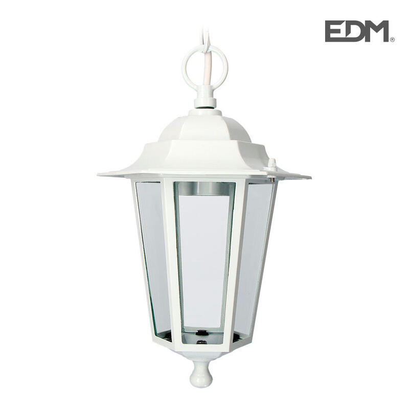 Farol de aluminio y cristal para techo ip44 e27 60w color blanco Ø19,2×94,7cm modelo zurich. edm