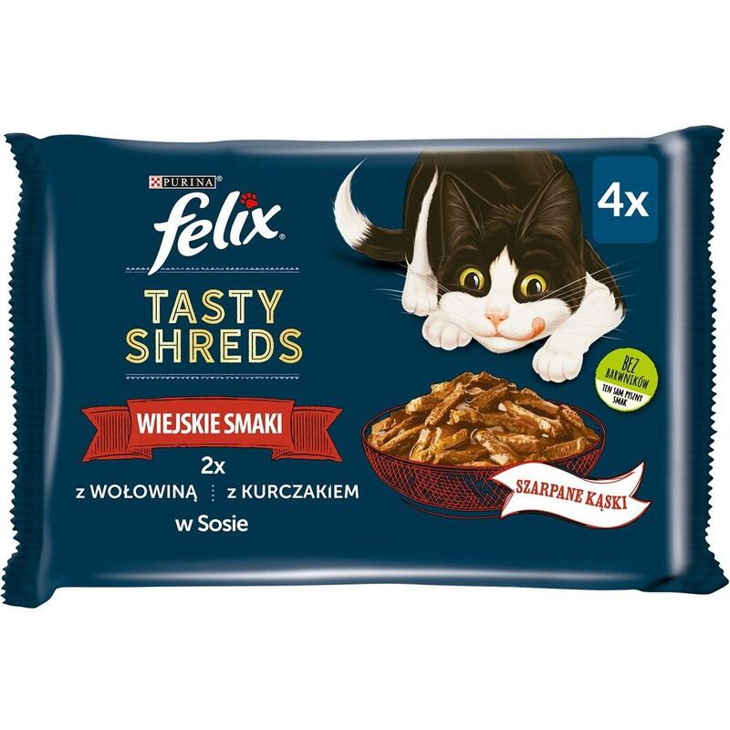 Felix tasty shreds con carne y pollo – 4x 80g