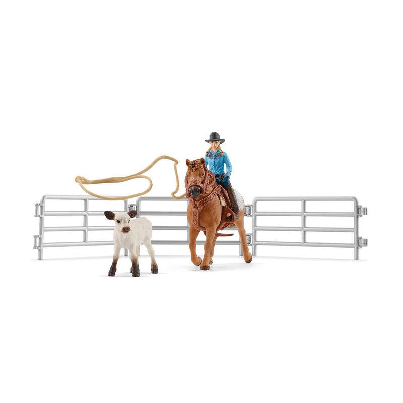 Figura de juego schleich farm world team roping mit cowgirl, spielfigur 42577