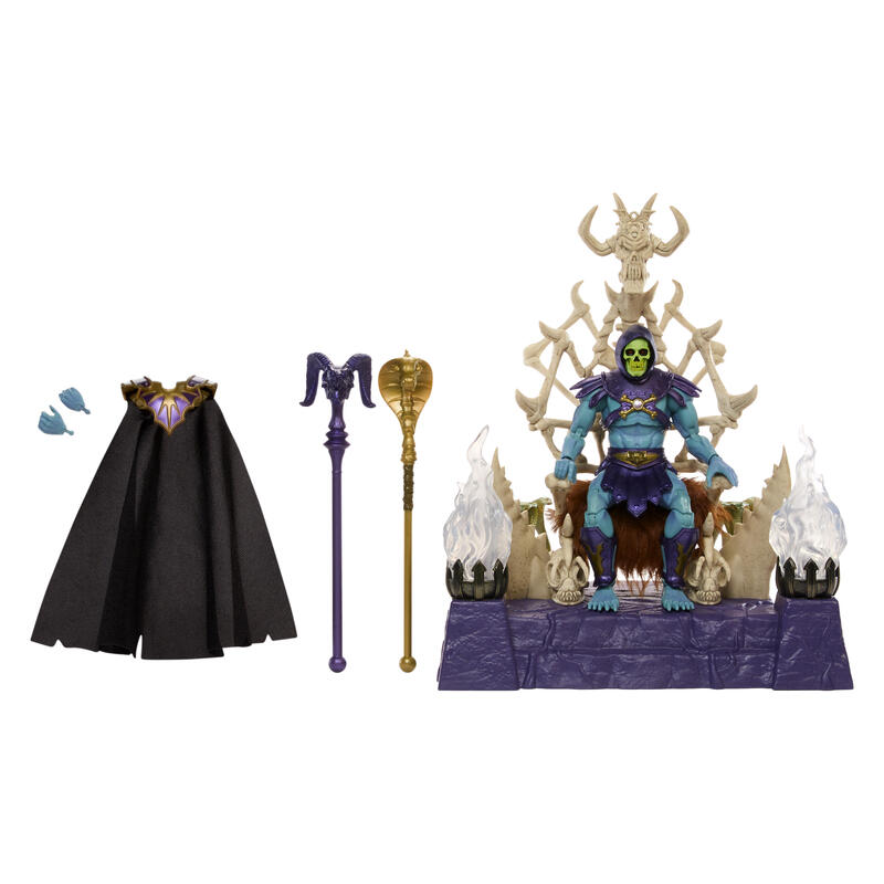 Figura de juguete de skeletor y havoc throne de masterverse de mattel masters of the universe   hxx63