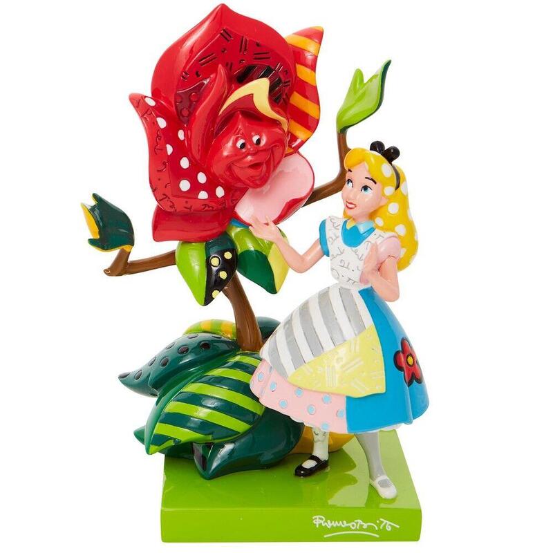 Figura decorativa disney alicia hablando con la rosa.