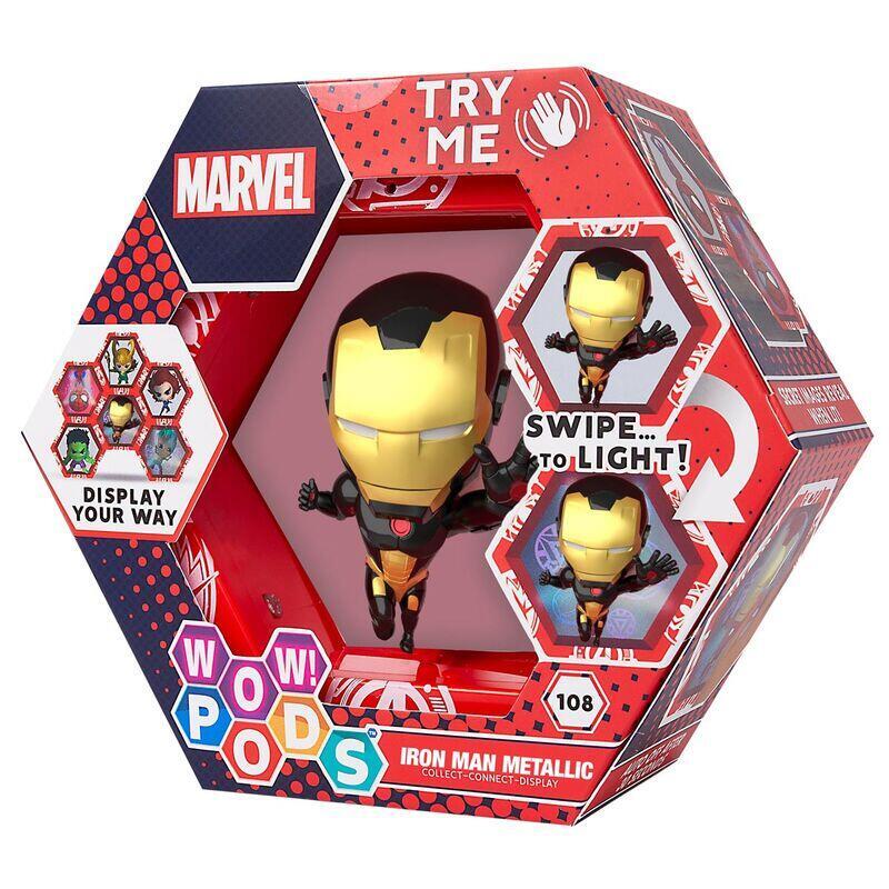 Figura led wow! pod iron man gold metallic marvel