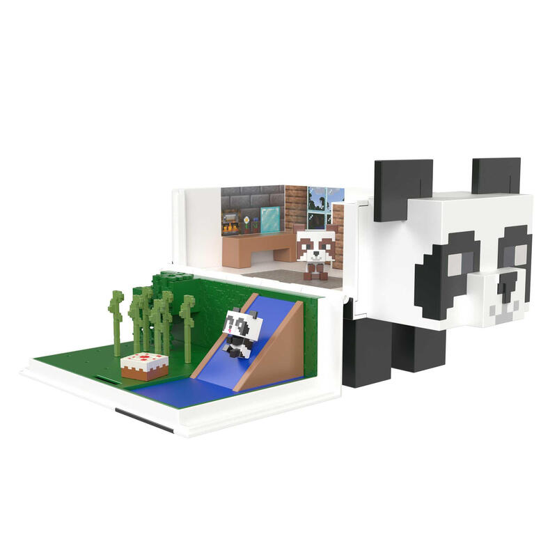 Figura mattel minecraft mob head mini panda casa de juegos