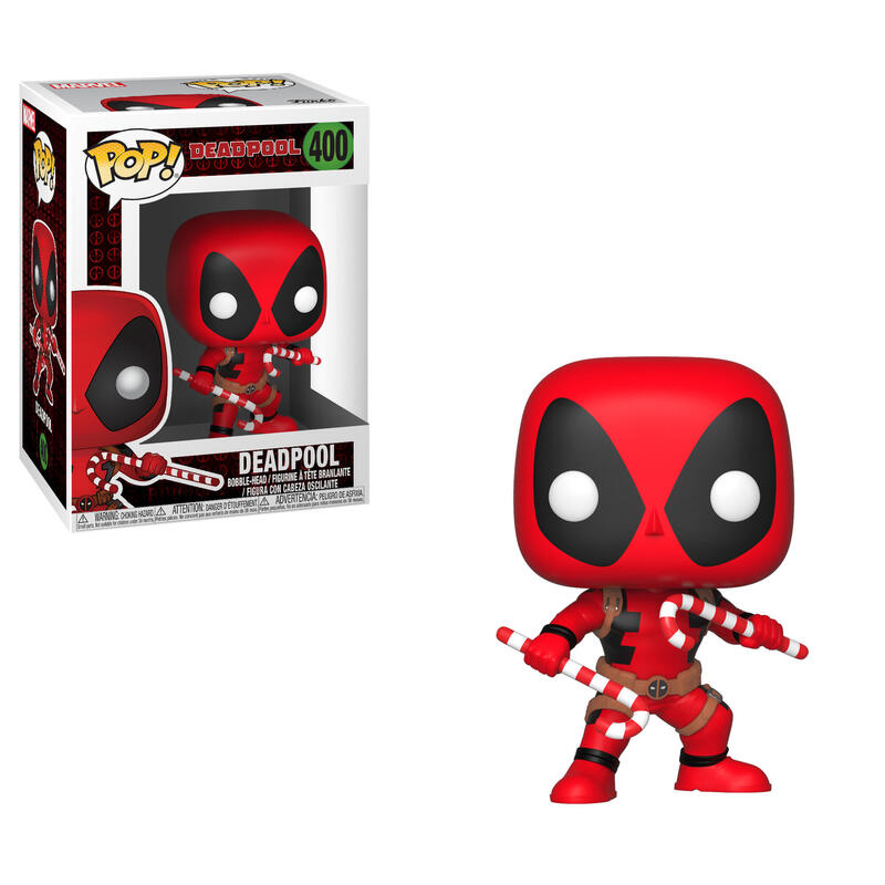Figura pop marvel holiday deadpool with candy canes