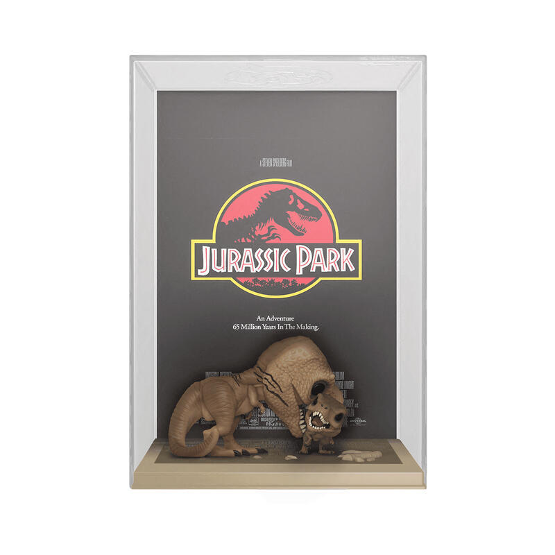 Figura pop movie poster jurassic park tyrannosaurus rex and velociraptor