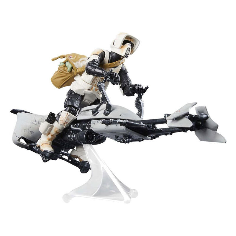 Figura speeder bike scout trooper & grogu the mandalorian star wars 9cm
