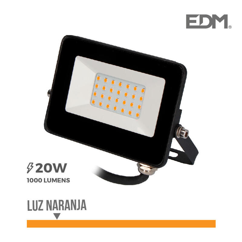 Foco proyector led 20w 1000lm luz naranja 12×8,8×2,4cm edm