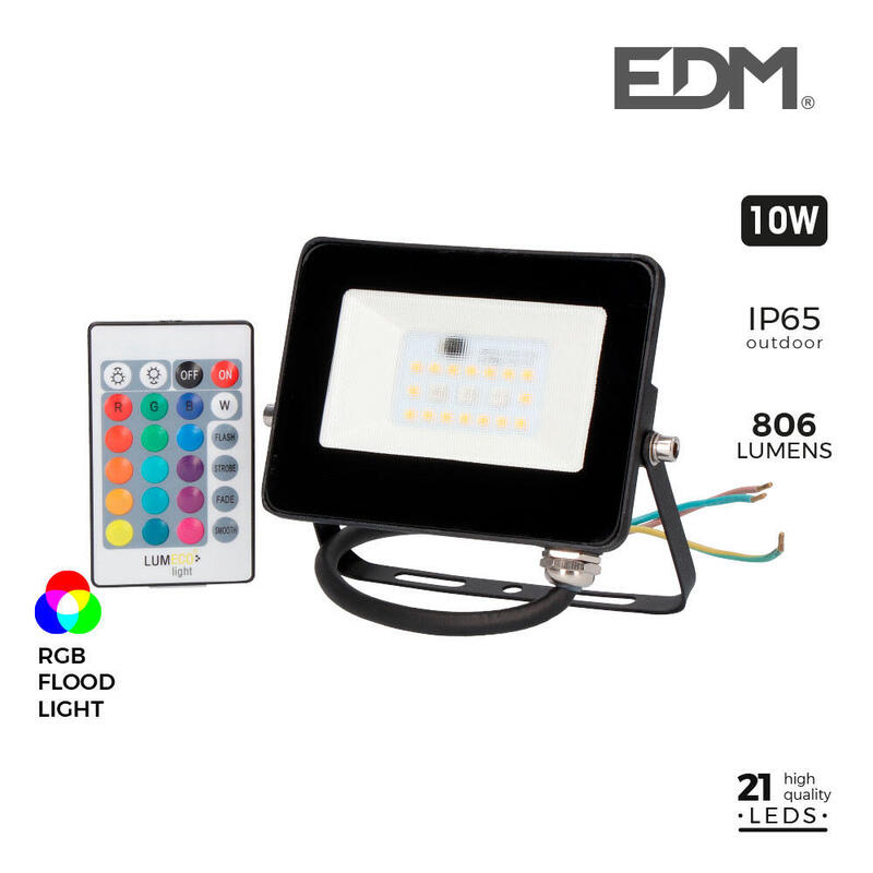 Foco proyector led  rgb 10w 806 lumens edm