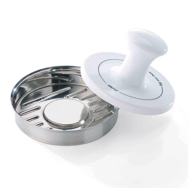Gefu spark prensador para hamburguesas acero inoxidable, blanco porcelana, acero inoxidable