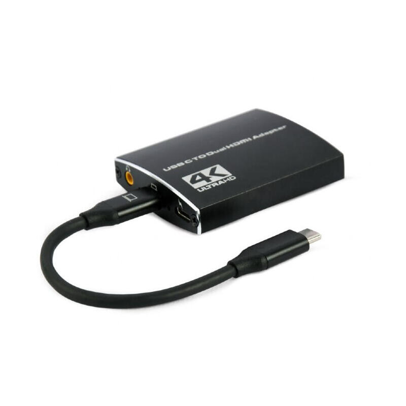 Gembird adaptador usb-c a doble hdmi 4k 60hz negro a-cm-hdmif2-01
