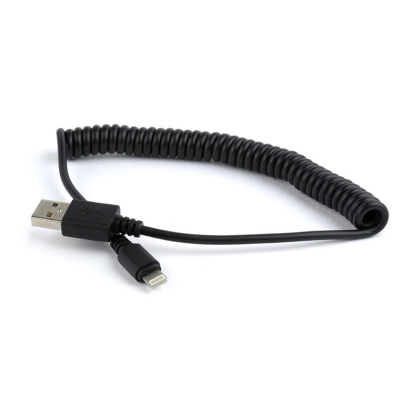 Gembird cable usb a lightning espiral para iphone 1.50m negro cc-lmam-1.5m