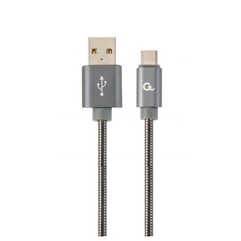Gembird cablexpert cable usb 2.0 am a tipo c (am / cm), 1m, espiral metalica, gris, blister, calidad premium