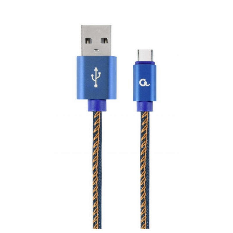 Gembird cc-usb2j-amcm-1m-bl gembird premium jeans (denim) cable usb tipo c con conectores metÁlicos, 1m, azul