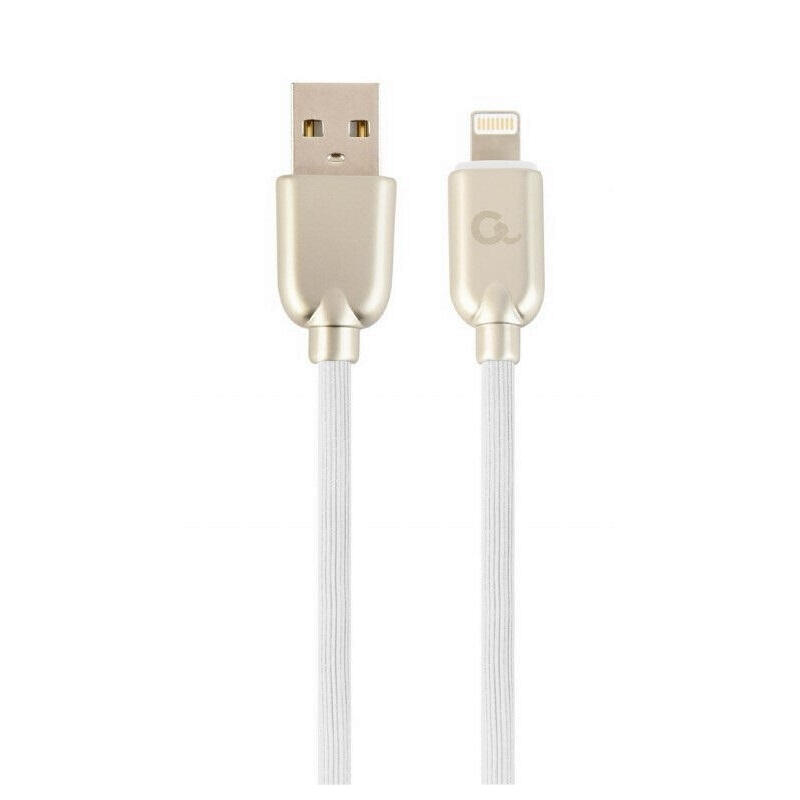 Gembird cc-usb2r-amlm-2m-w cable de carga y datos premium de 8 pines, 2 m, blanco