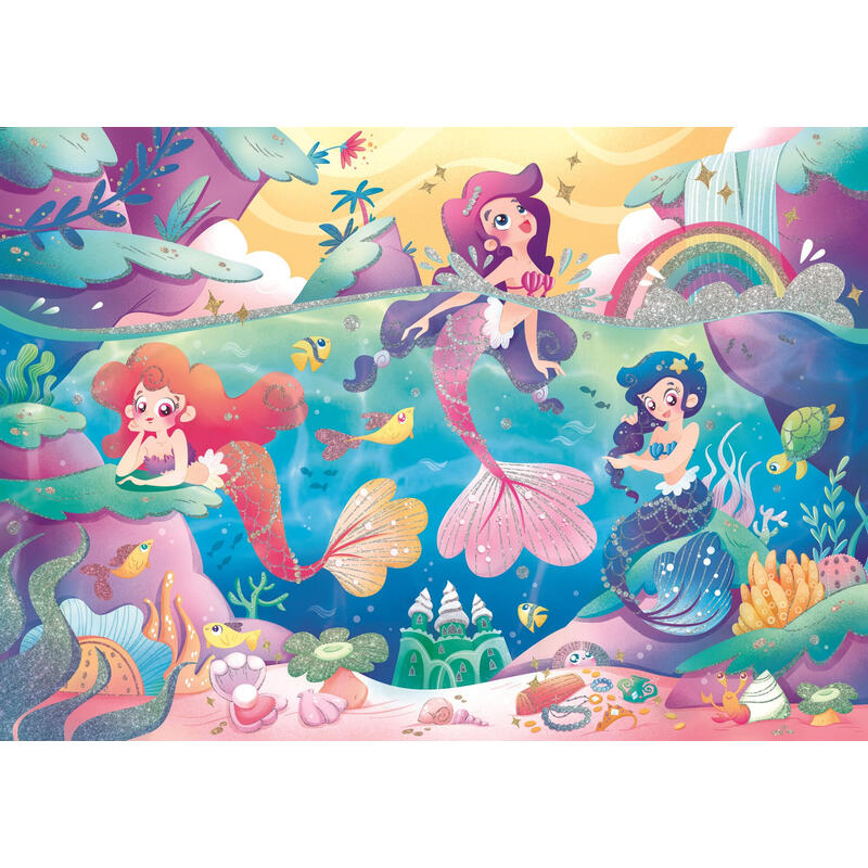 Glitter puzzle glitter 104 piezas – sirenas