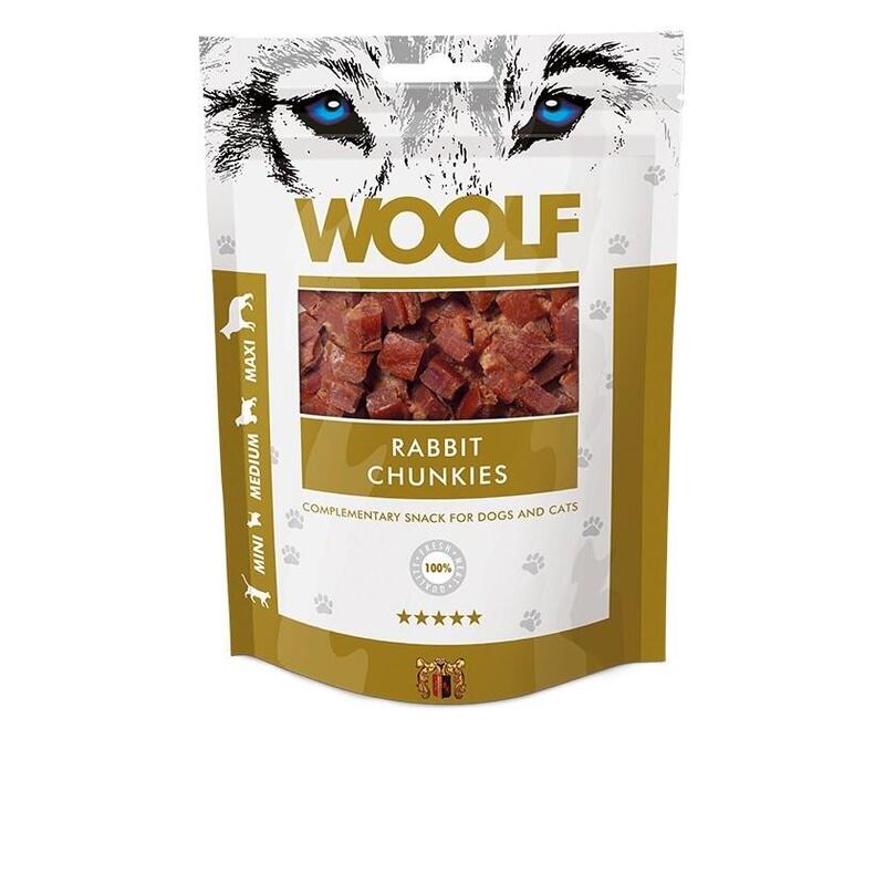Golosinas para perros y gatos woolf rabbit chunkies  100 g