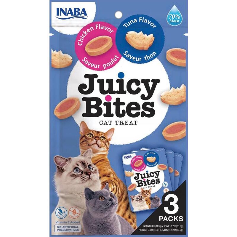 Goma para gatos inaba juicy bites chicken and tuna  3 x 11g