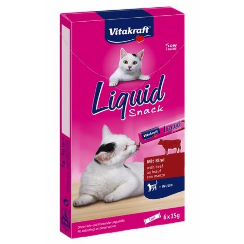 Goma para gatos vitakraft cat liquid-snack with beef  6 x 15g