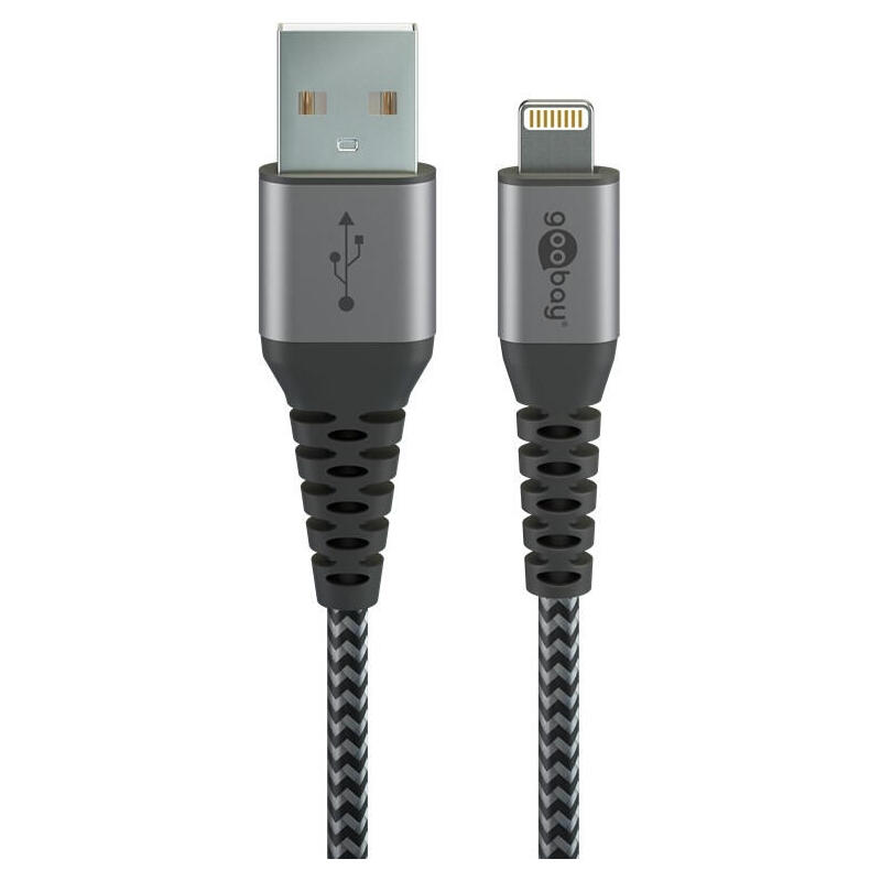 Goobay cable lightning usb-a textil 1m plata 49268