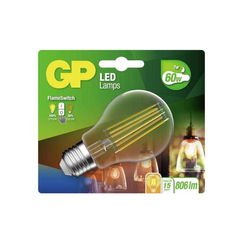 Gp bombilla led flamedim e27 7w (60w) 806 lm        gp 085430