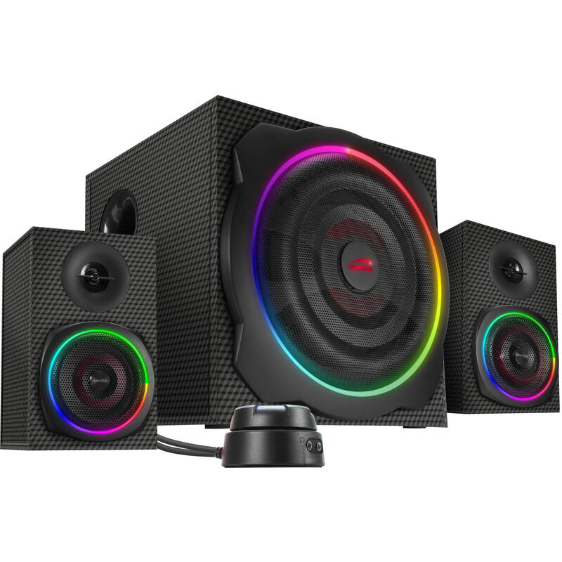Gravity carbon rgb, lautsprecher schwarz, 60 w, bluetooth, klinke, rgb