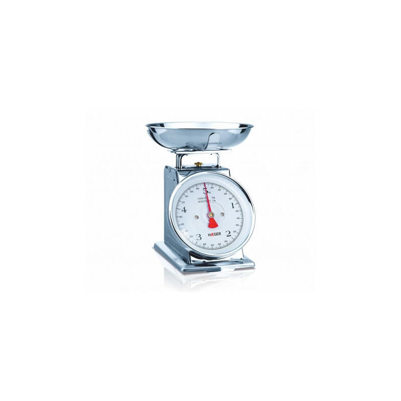 Haeger ks-mec.005a báscula mecánica de cocina grandmother con capacidad de 5kg, cuerpo de acero inoxidable, graduación en gramos
