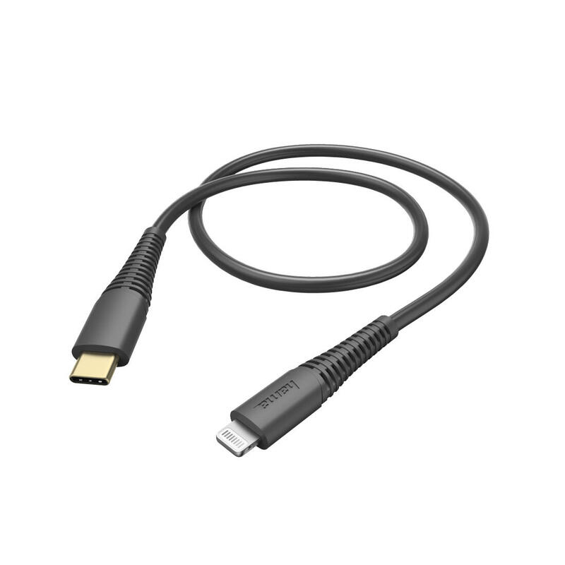 Hama cable de carga usb- c lightning 1,5m negro