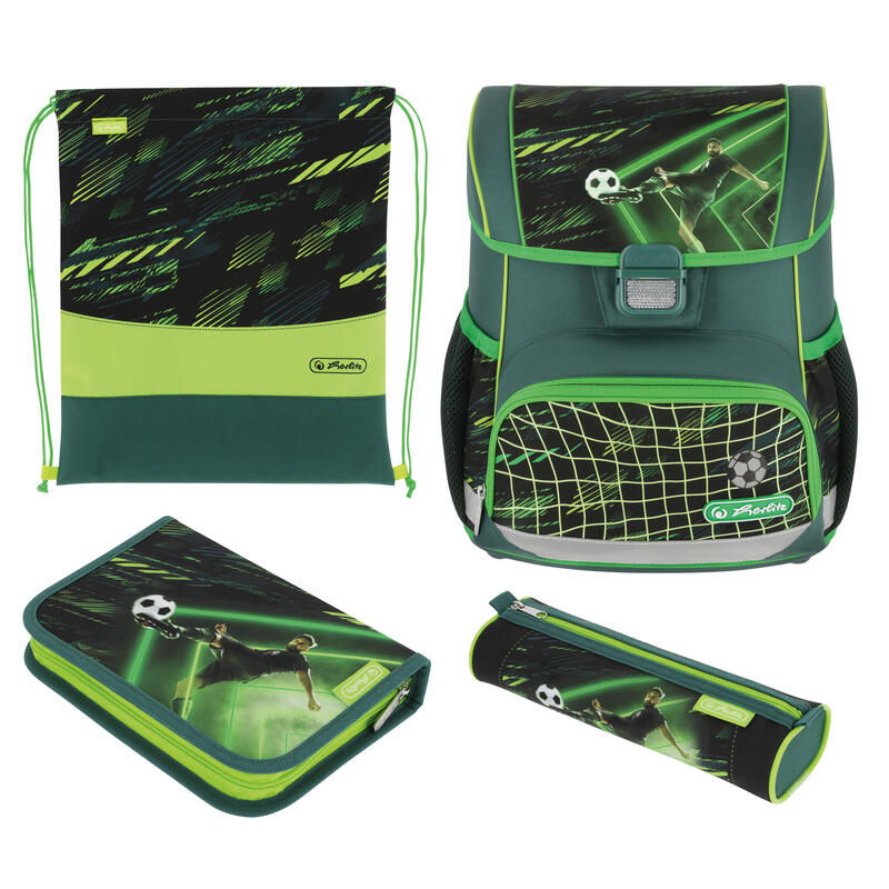 Herlitz loop plus game changer juego de mochila escolar niño poliéster negro, verde