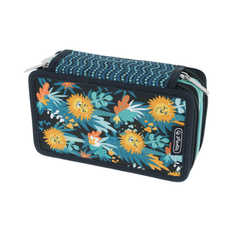 Herlitz tricase happy lions, estuche de estudiante (azul/amarillo, 31 piezas)