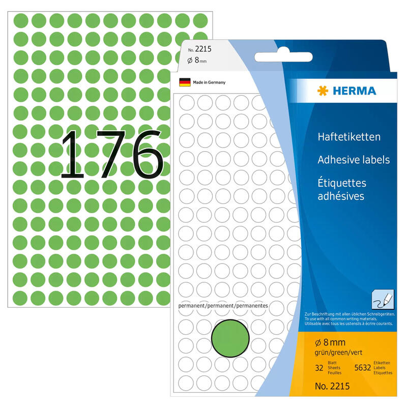 Herma etiquetas multiuso verde 8 mm papel redondo 5632 uds