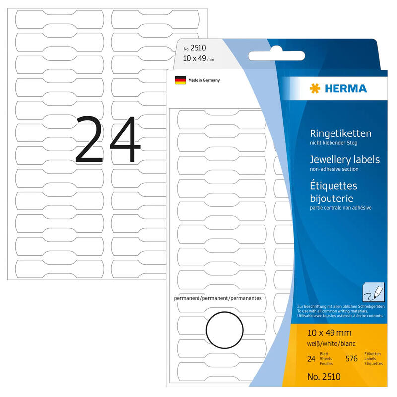Herma jewellery labels 10×49 25 sheets 111×170 600 pcs. 2510