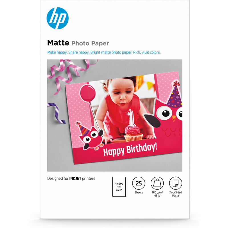 Hp papel foto mate 10x15cm 25hojas