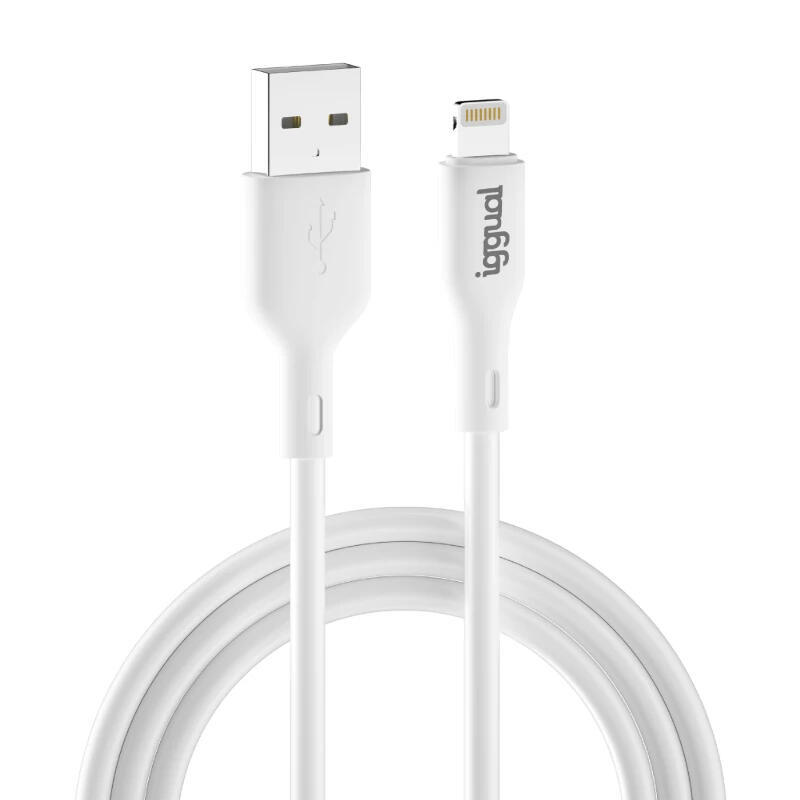 Iggual cable usb-a/lightning 100 cm blanco