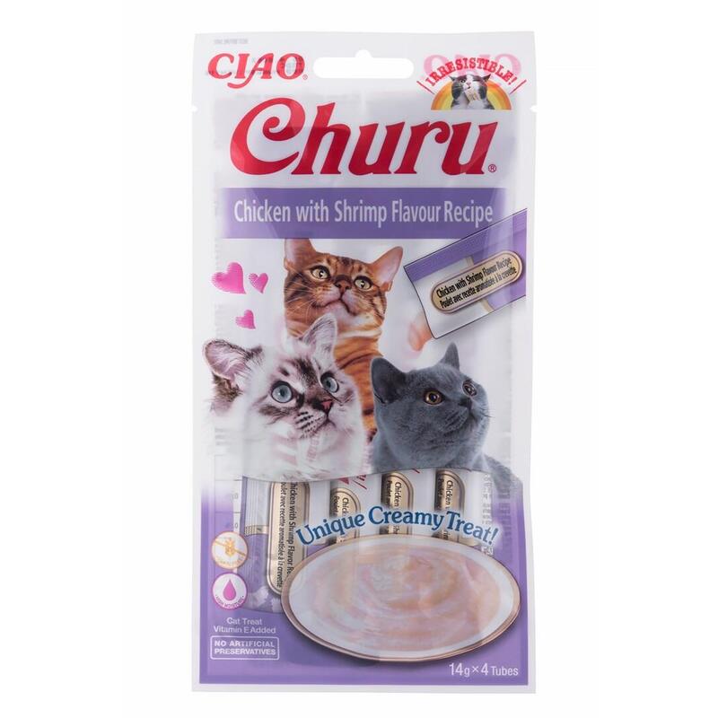 Inaba churu pollo con gambas gato de regalo – 4×14 g