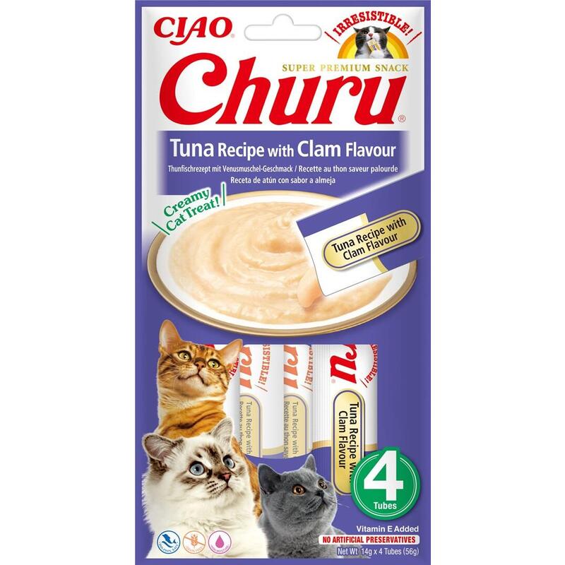 Inaba churu tuna with clam flavour – goma para gatos – 4×14 g