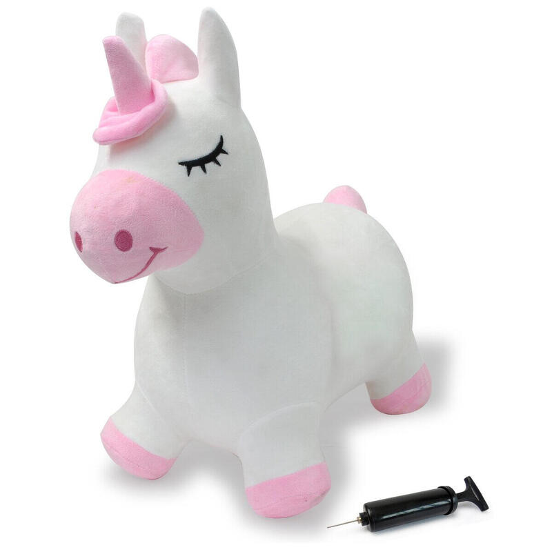 Jamara animal hinchable unicornio con funda de peluche y bomba