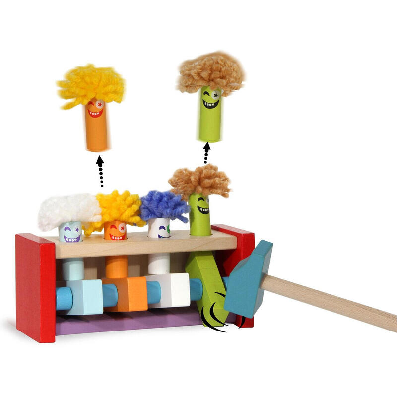 Jamara juguete de madera kidiwood banco para golpear flying clowns 2+